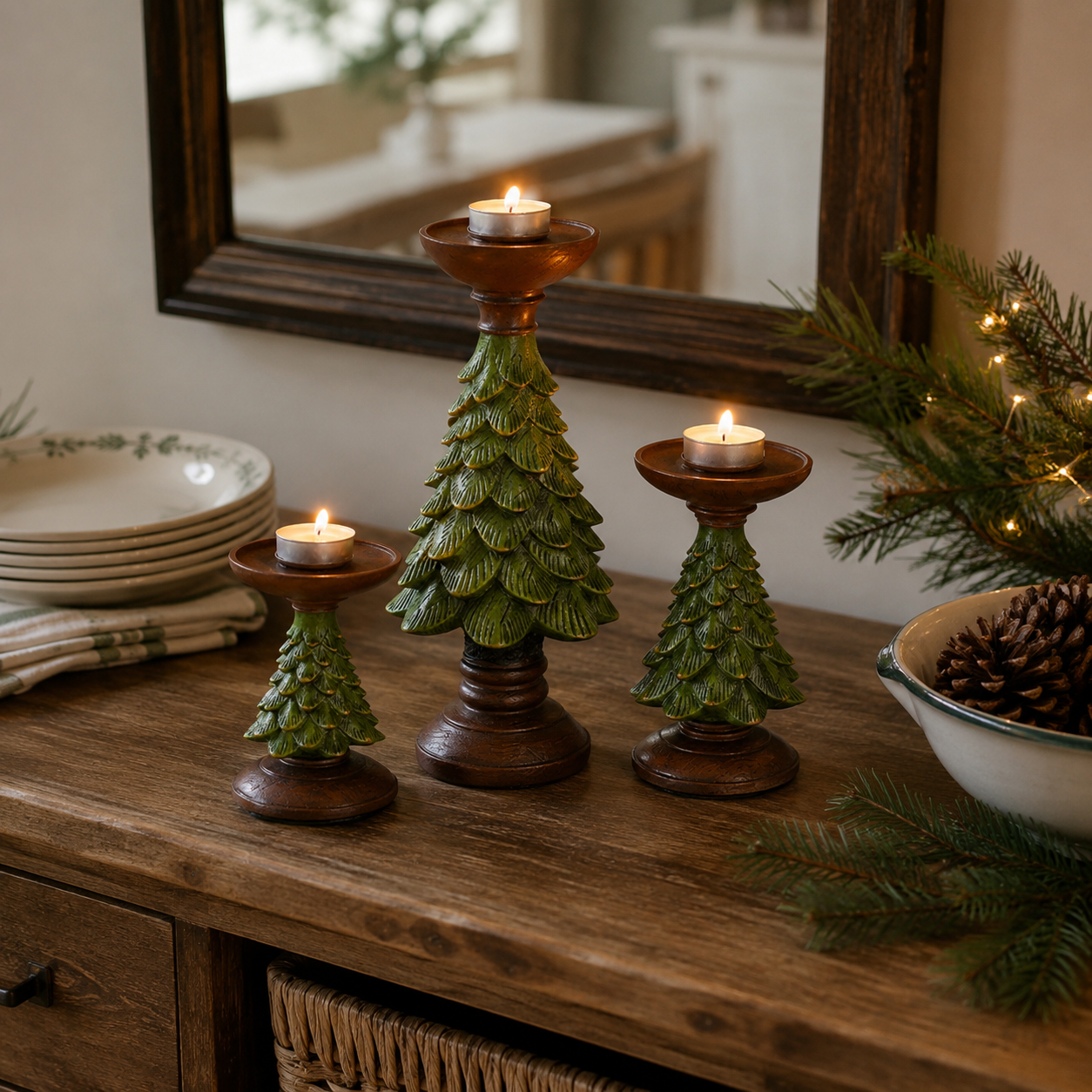 Christmas Tree Candle Holders – Festive Resin Tealight Holders for Holiday Decor