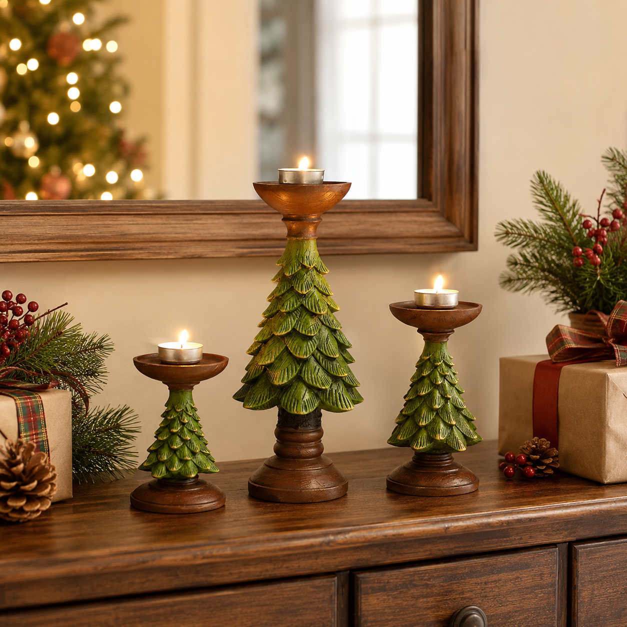 Christmas Tree Candle Holders – Festive Resin Tealight Holders for Holiday Decor