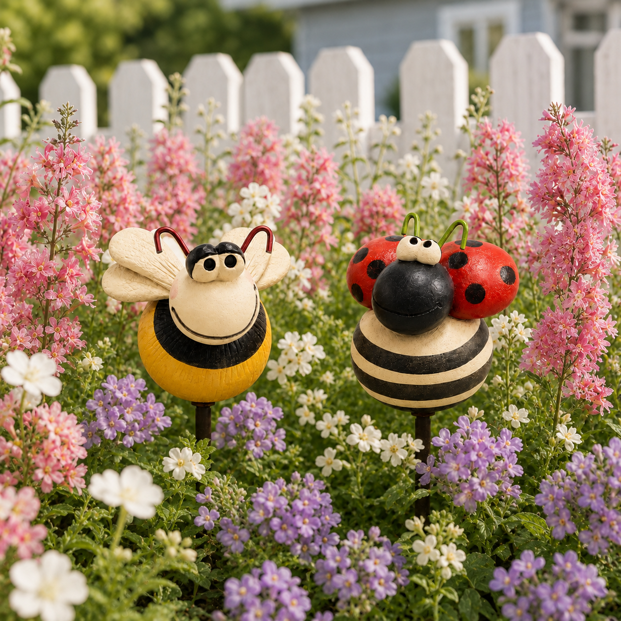 Happy Garden Friends Bee & Ladybug Stake Set