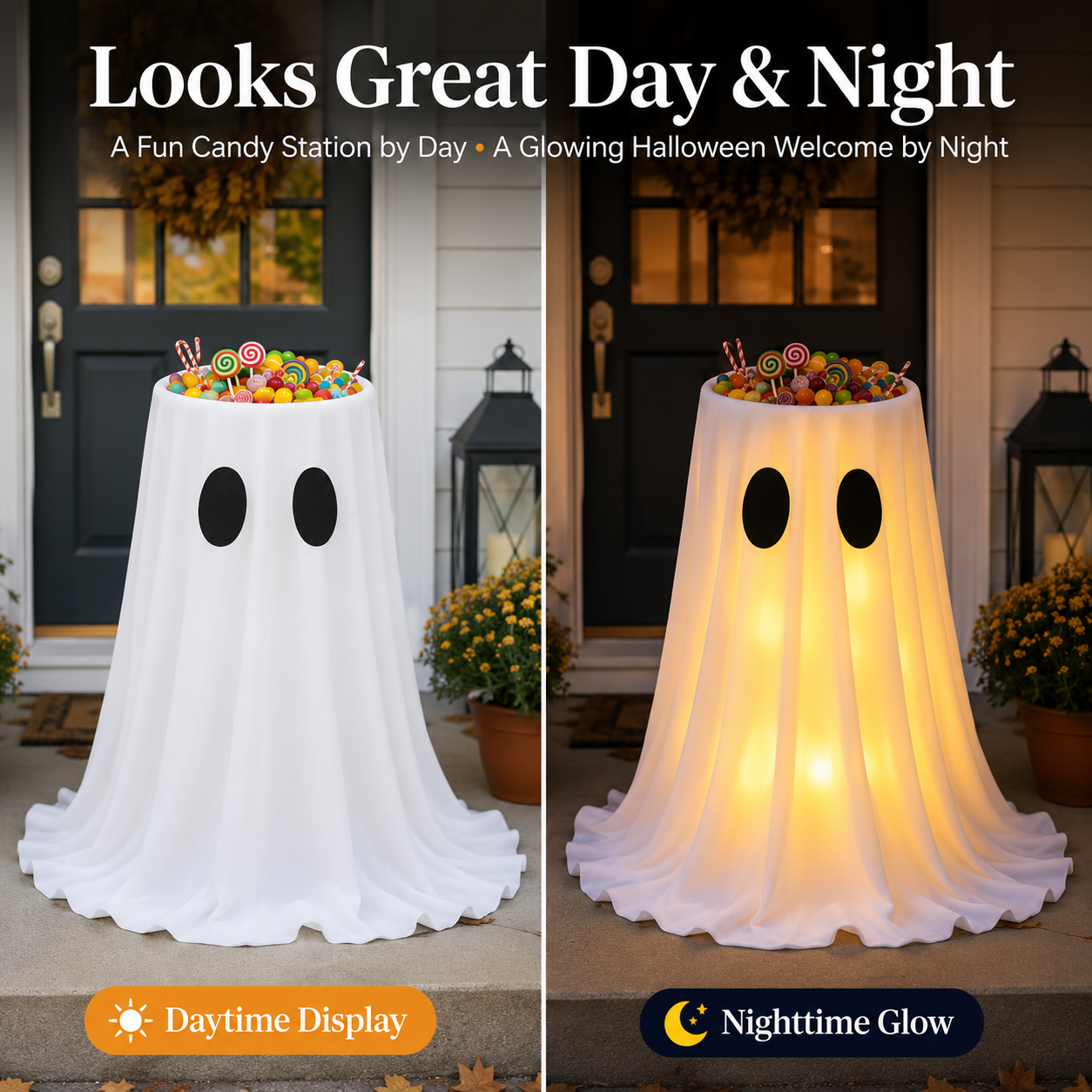 Adjustable Light-Up Ghost Candy Bowl with Remote 👻