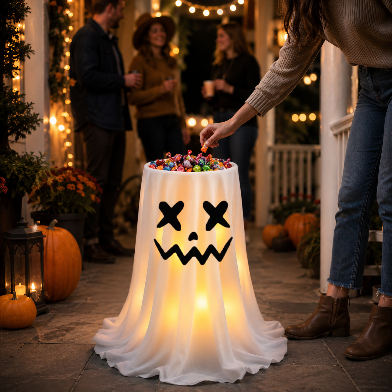 Adjustable Light-Up Ghost Candy Bowl with Remote 👻