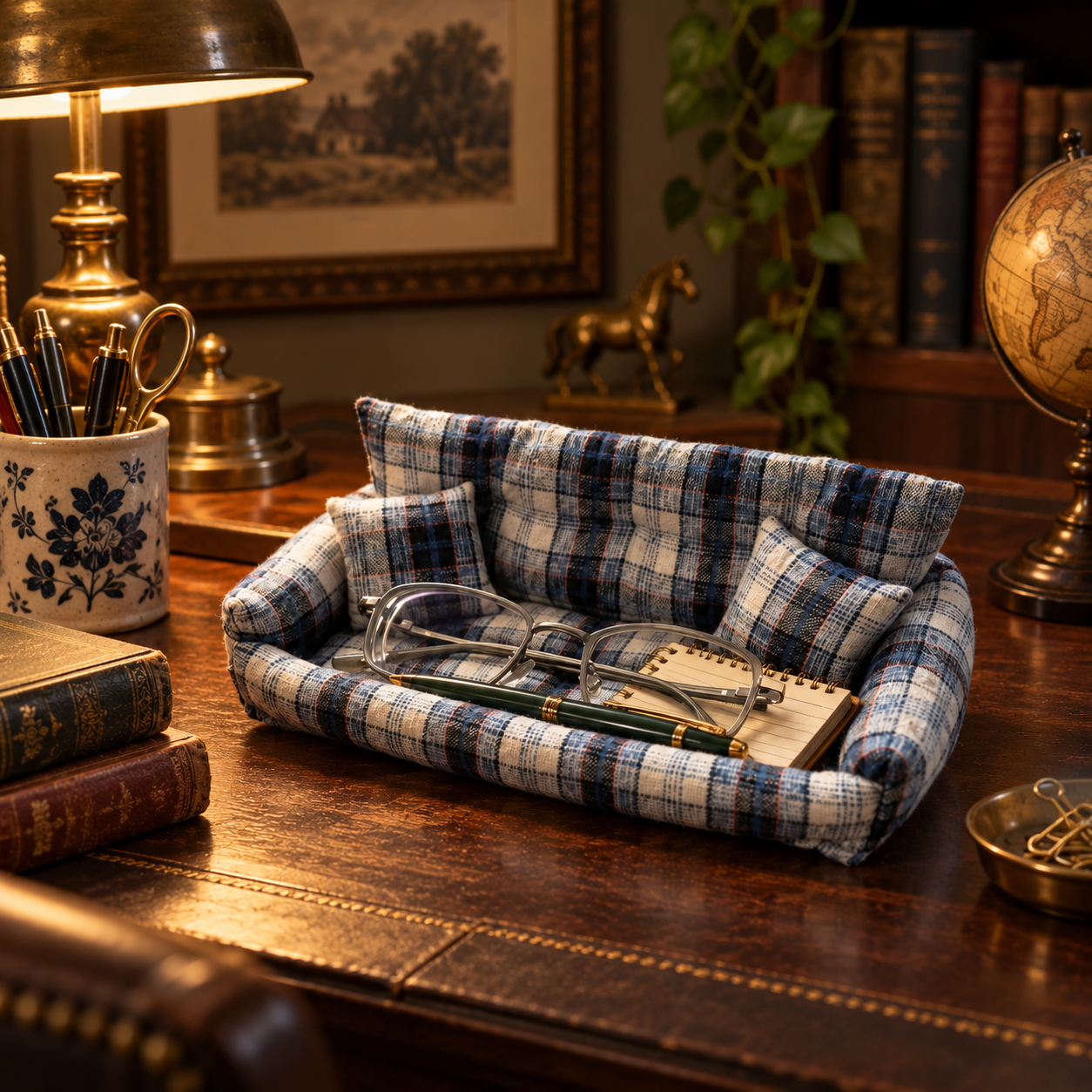 Handmade Mini Plaid Sofa Tray
