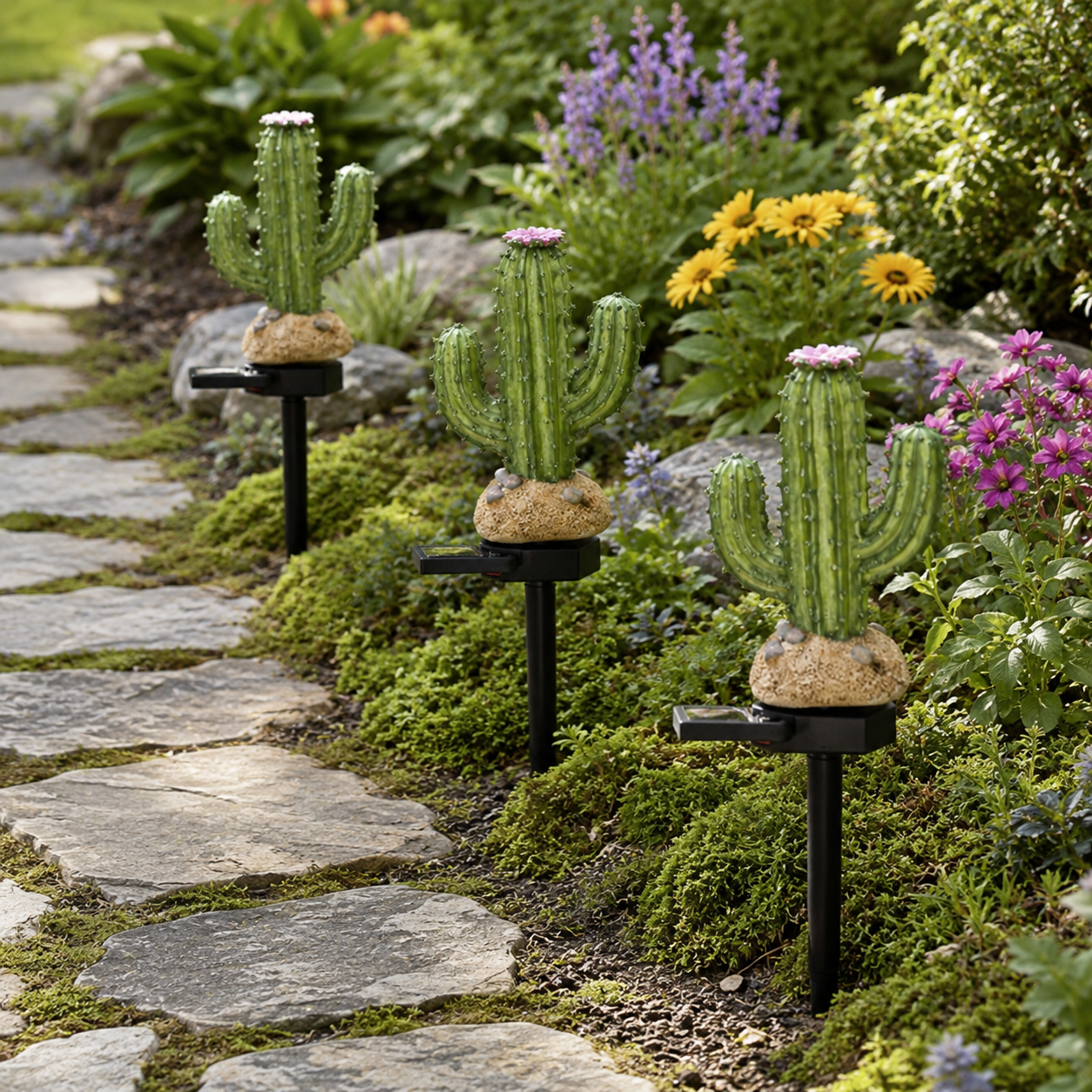 1pcs / Solar Cactus Garden Stake Lights