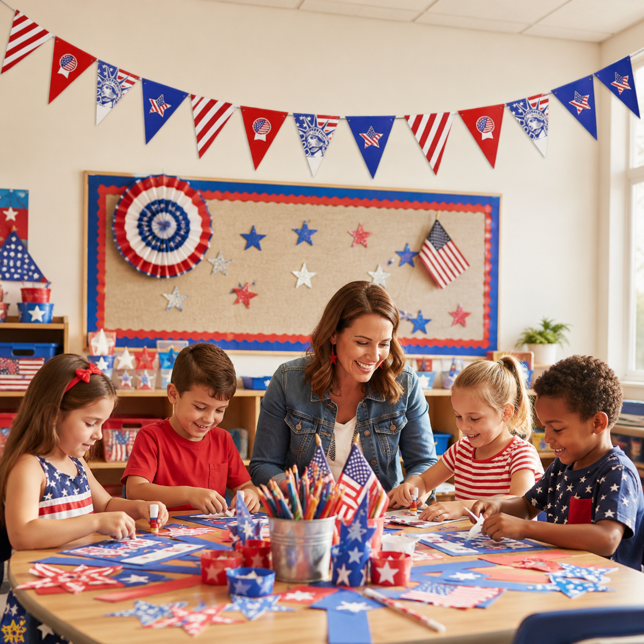 Patriotic Bunting Banner Garland – Red, White & Blue Party Decoration