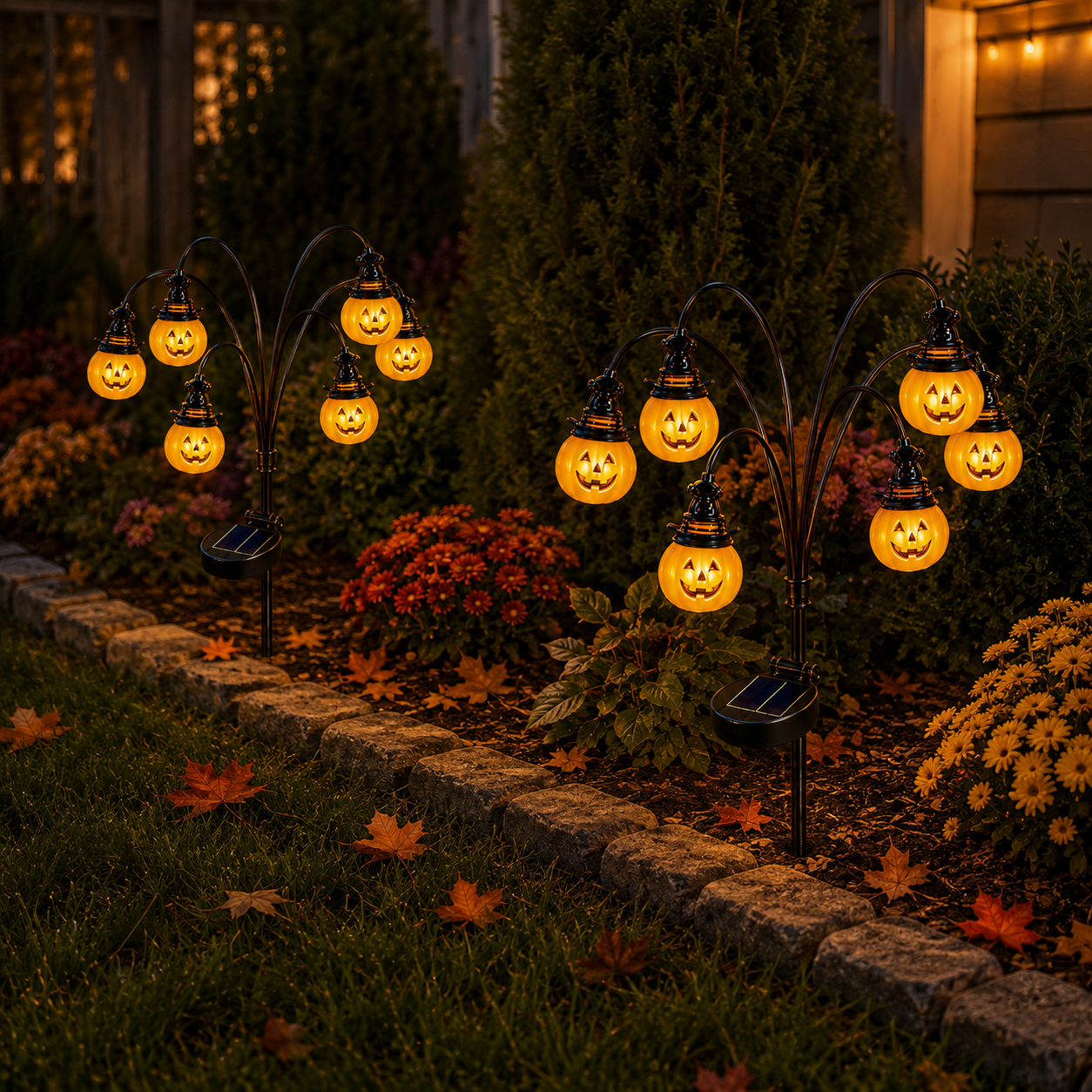 Solar-Powered Halloween Pumpkin Garden Stake Light