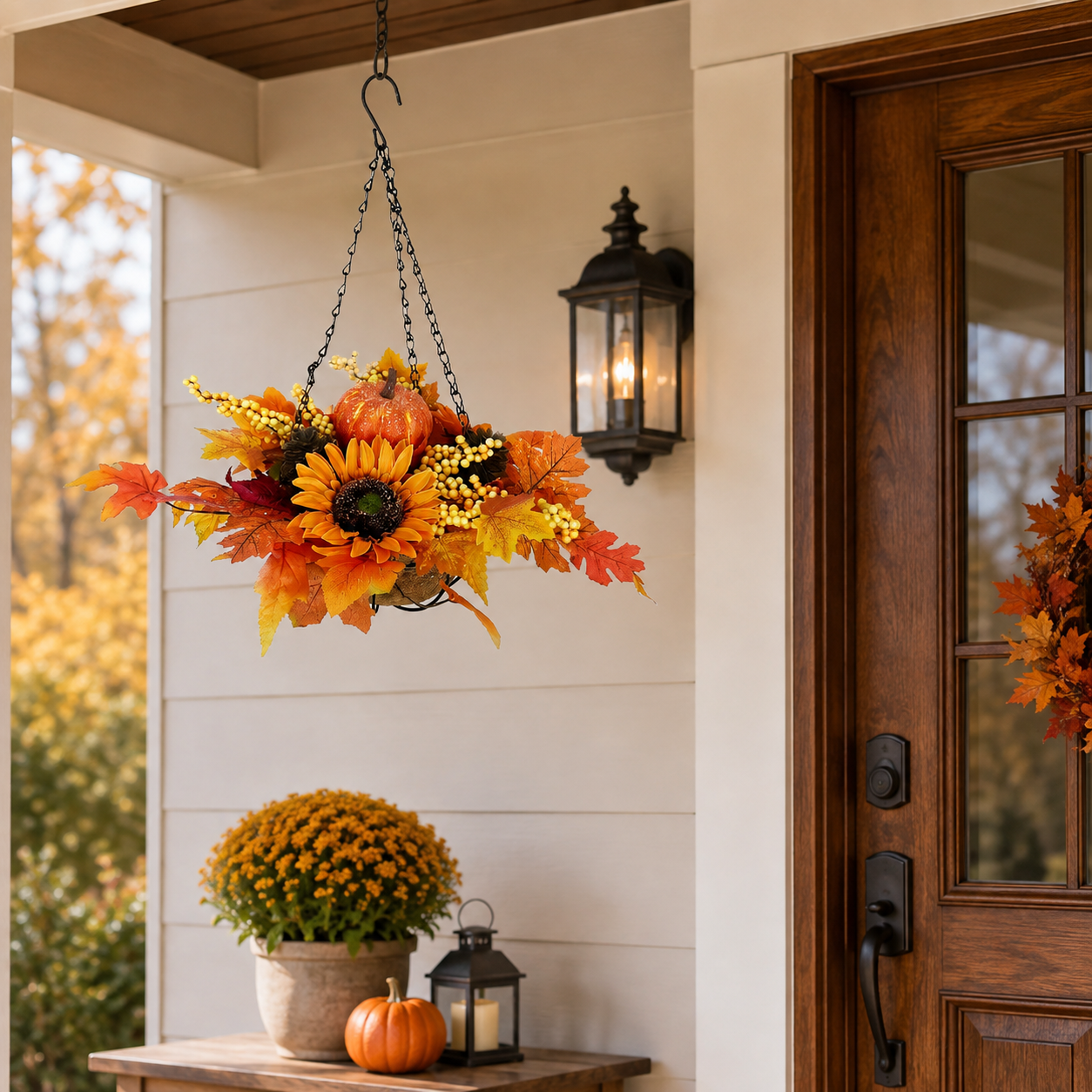 19.7 in Fall Harvest Pumpkin Hanging Basket / 1 pcs 🌻🎃
