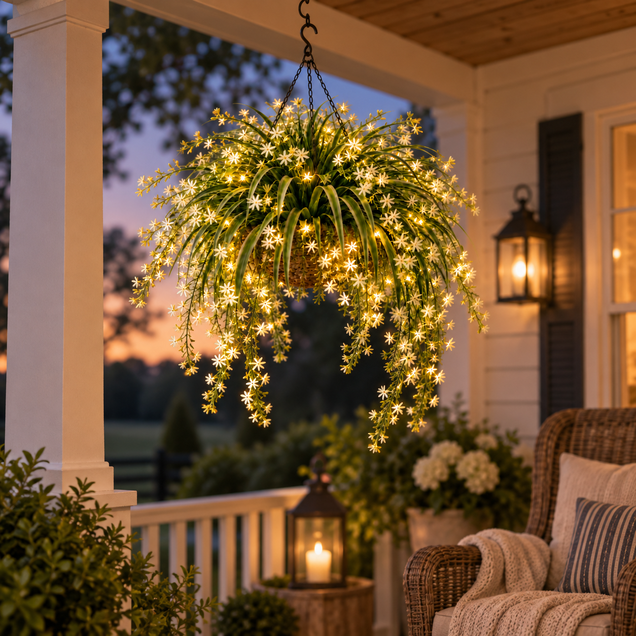 Blooming Fairy Light Hanging Basket