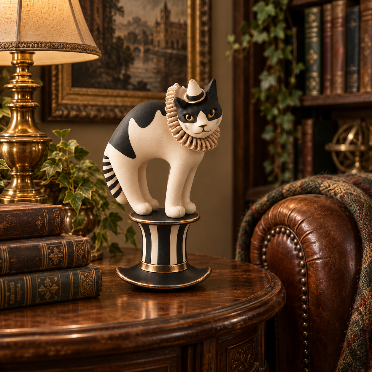 Vintage Magician Cat Figurine