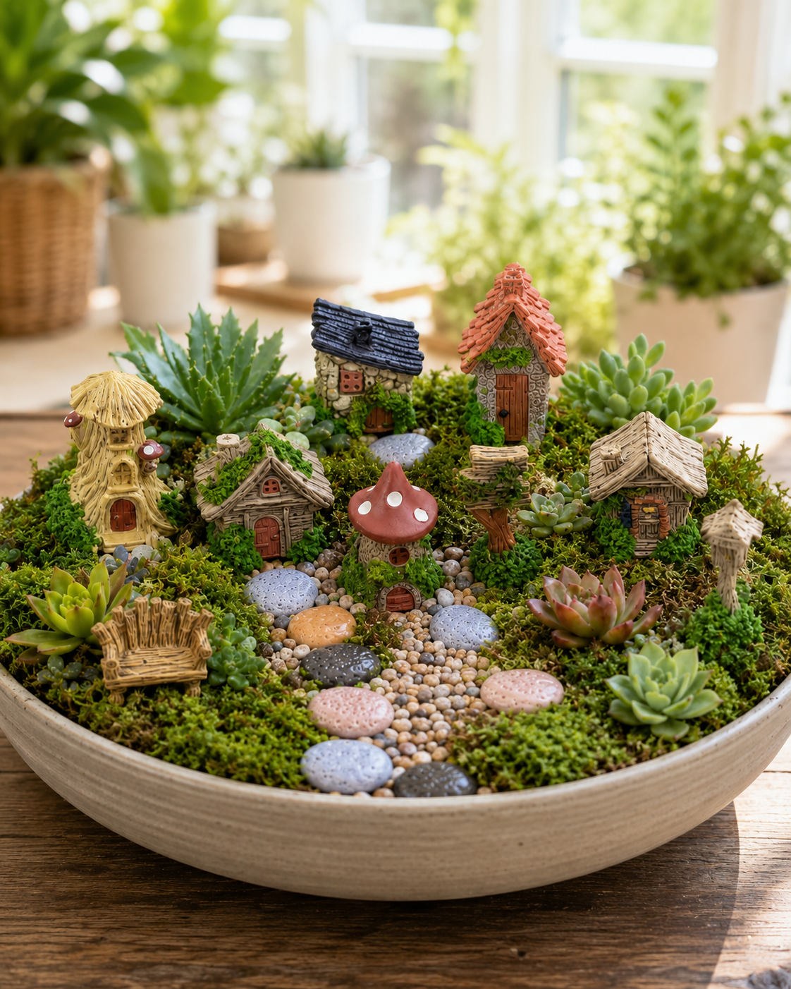 🌿 14-Piece Mini Fairy Garden Kit – Miniature Village Decor for Plant Pots, Terrariums & Backyard Micro Landscapes