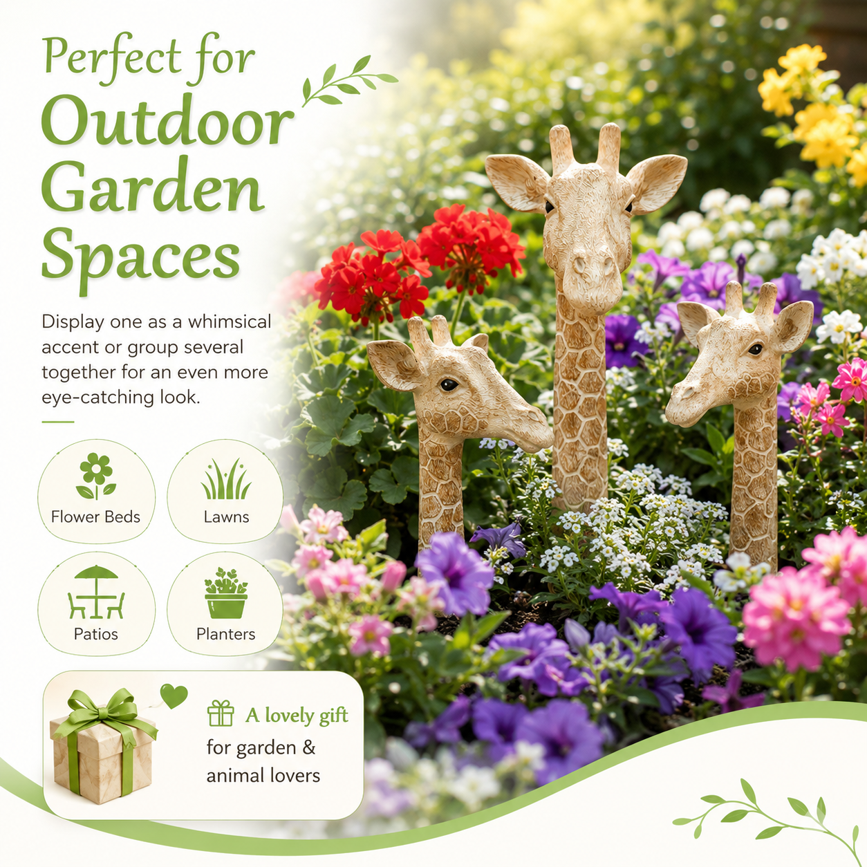 1pcs/Giraffe Garden Stake Decor, Cute Resin Giraffe Head Yard Art Statue