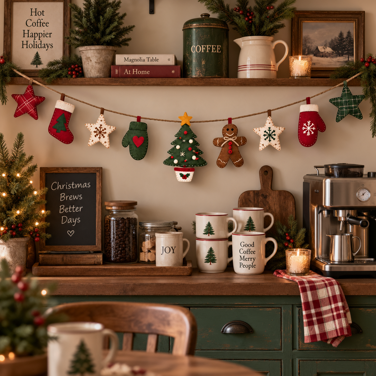 78.7 in Vintage Christmas Fabric Hanging Banner