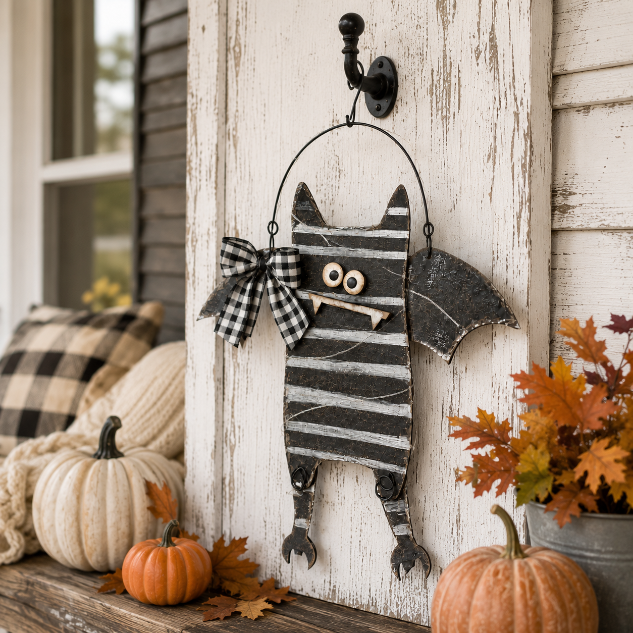 Lighted Rustic Bat Hanging Decor with Remote Control