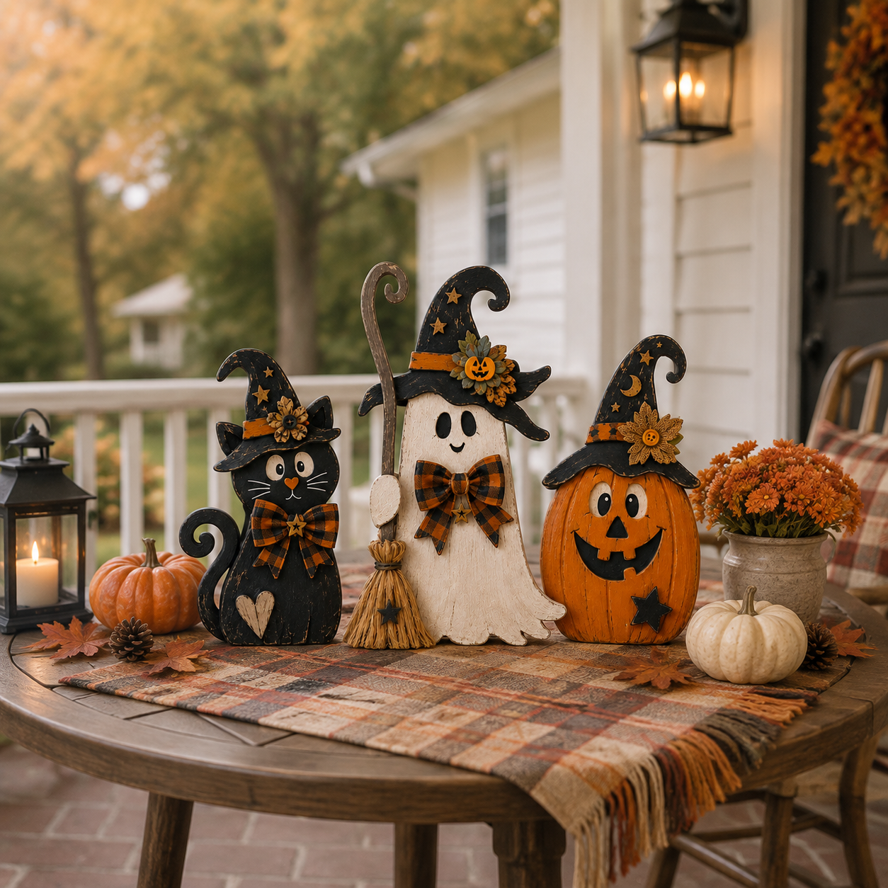 Rustic Halloween Wooden Trio Set
