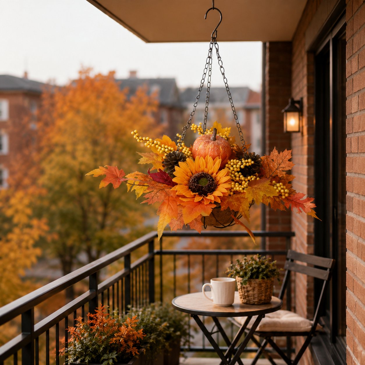 19.7 in Fall Harvest Pumpkin Hanging Basket / 1 pcs 🌻🎃