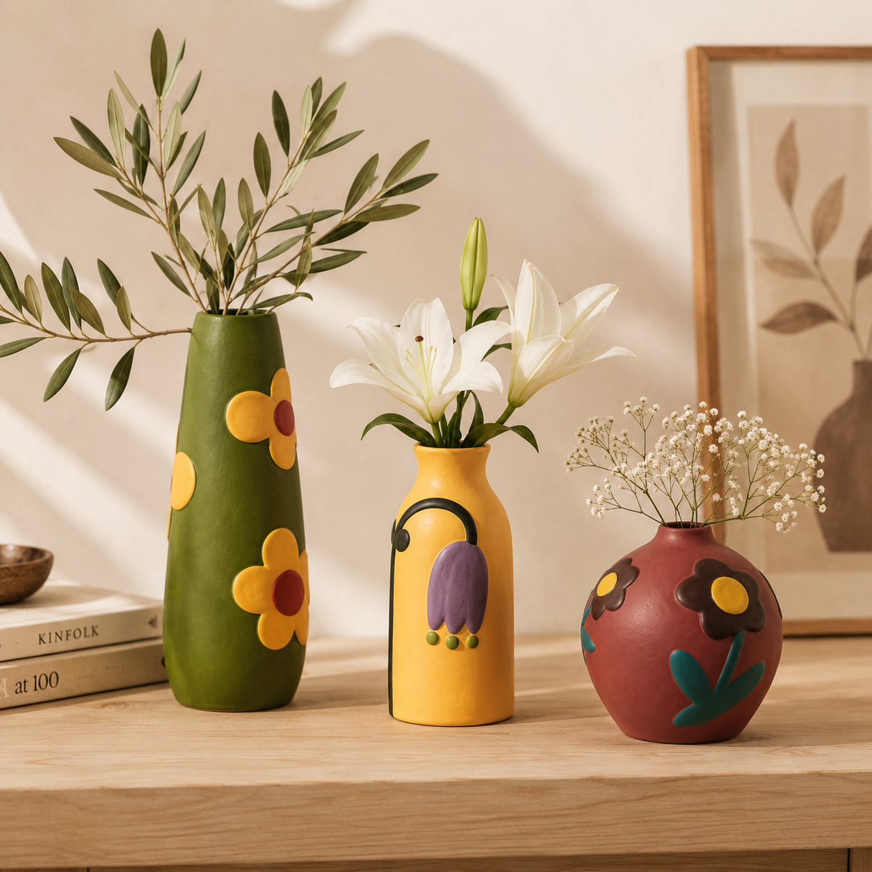 Retro Bloom Sculpted Resin Vase Collection