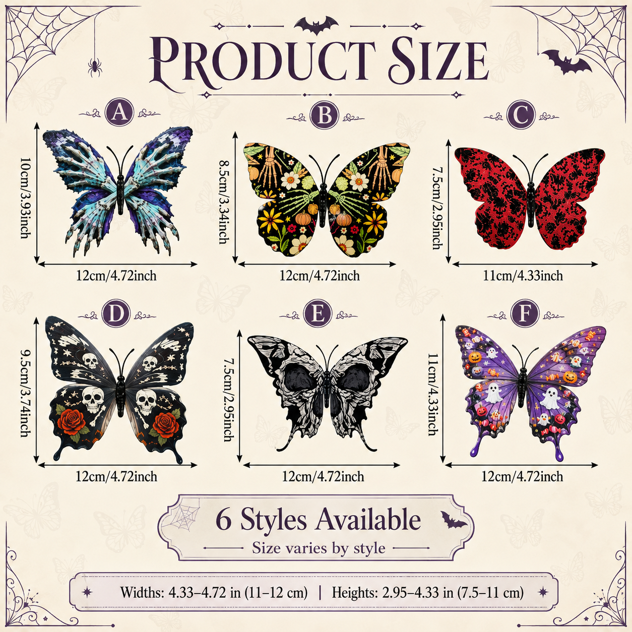 3D Spooky Butterfly Wall Decor – Set of 10