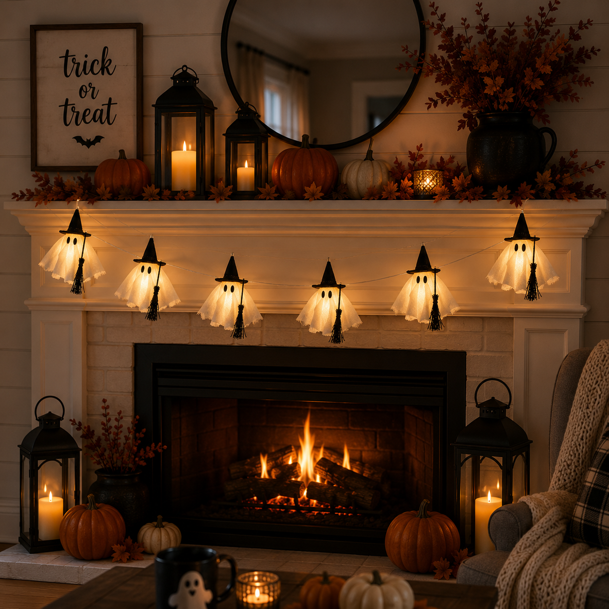 6-Ft Light-Up Witch Ghost Garland with Remote 👻✨