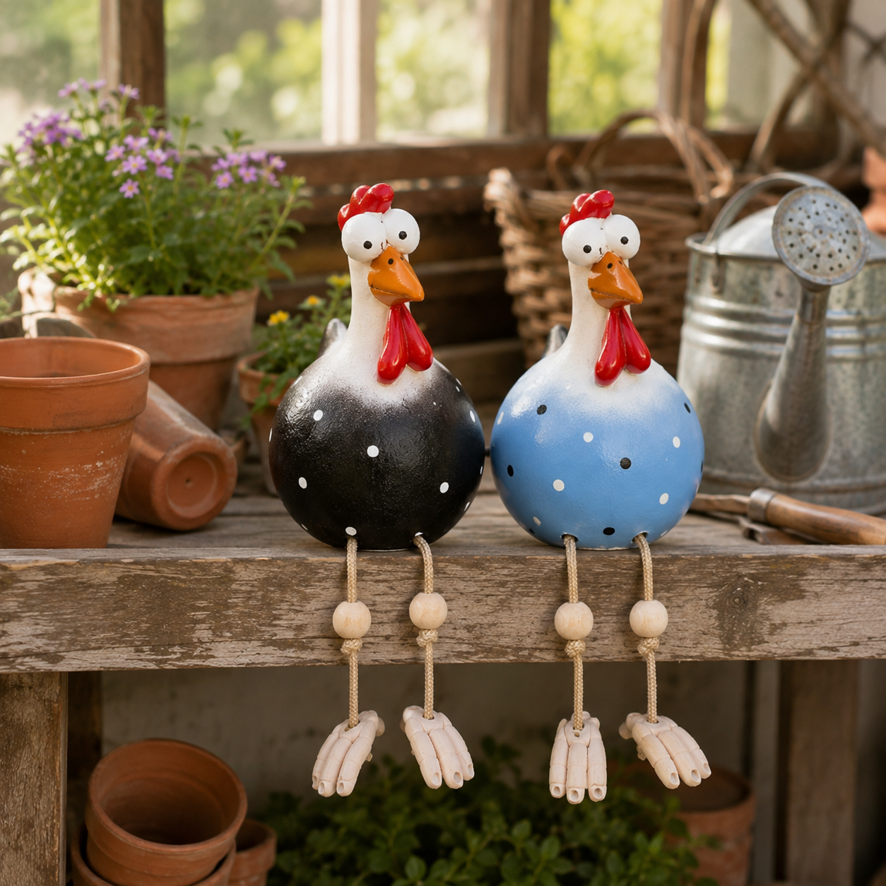 Funny Hanging Leg Rooster Yard Ornament
