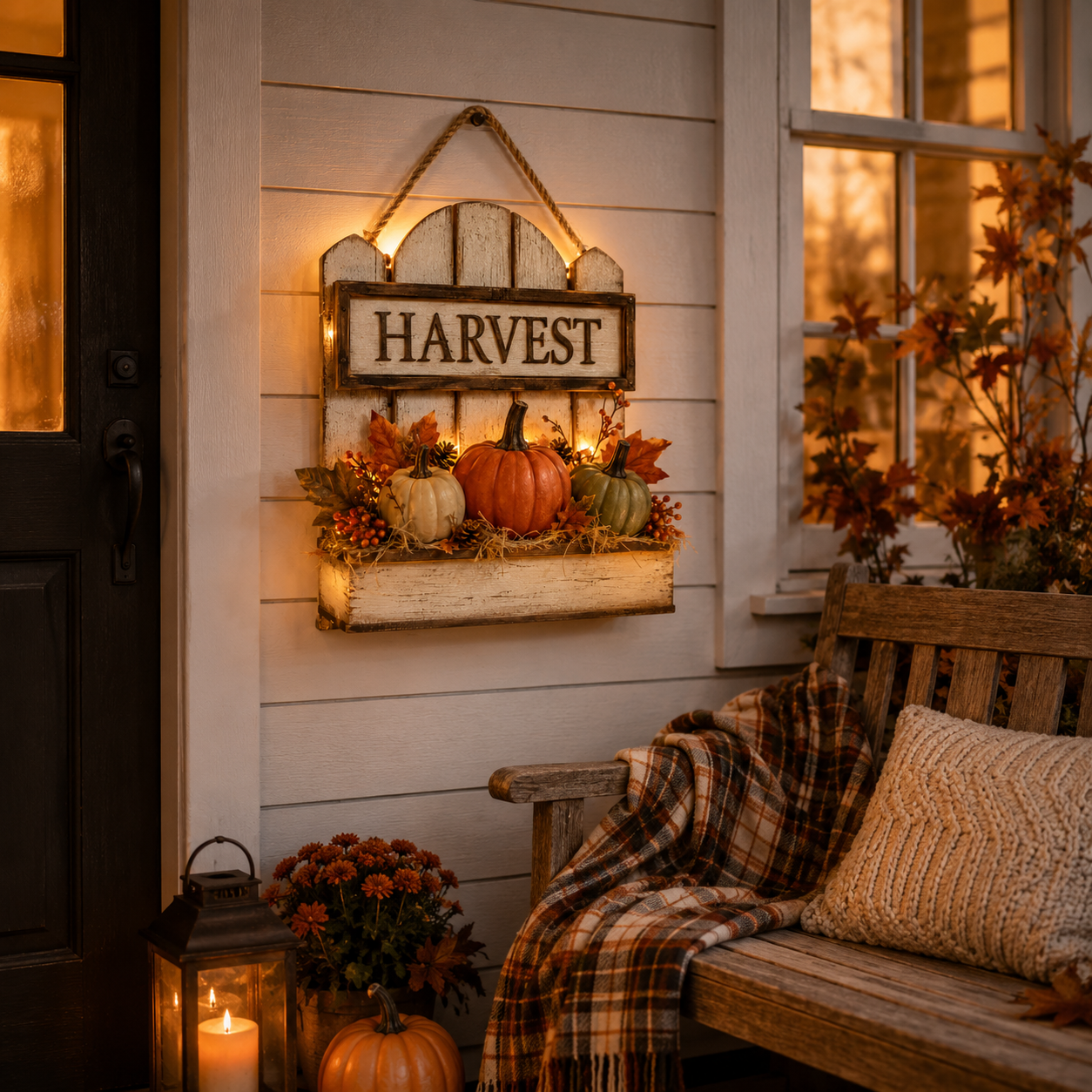 🍂 Rustic Light-Up Harvest Pumpkin Wall Décor