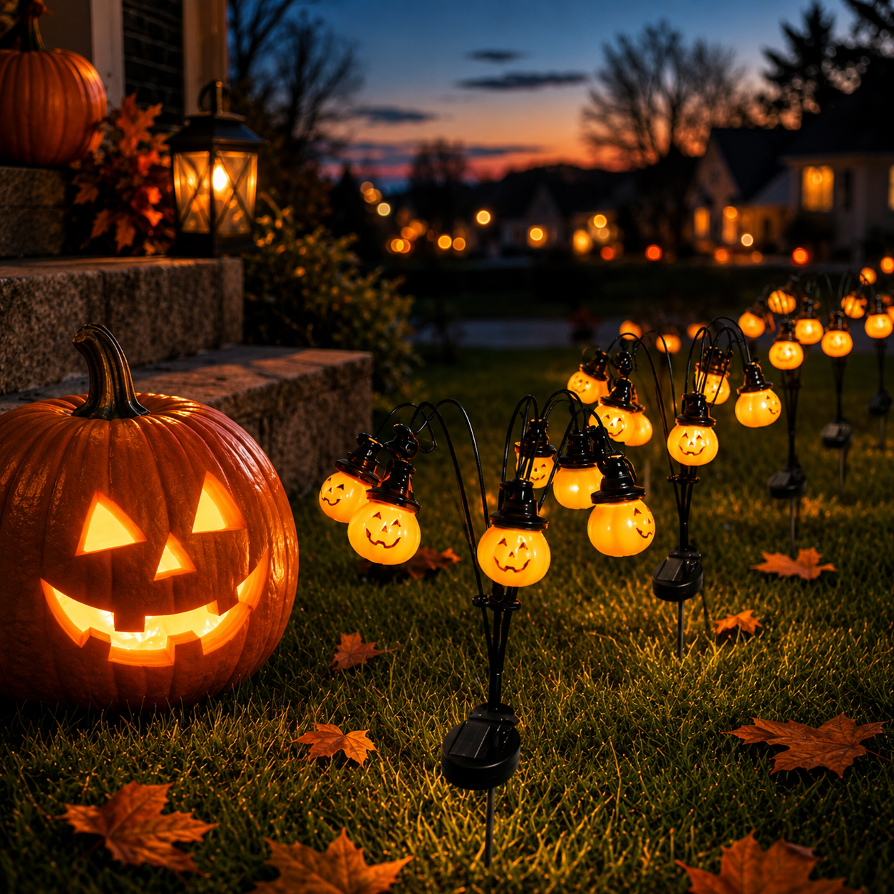 Solar-Powered Halloween Pumpkin Garden Stake Light