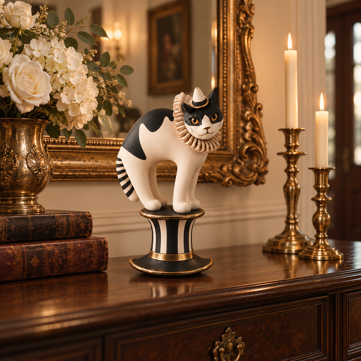 Vintage Magician Cat Figurine