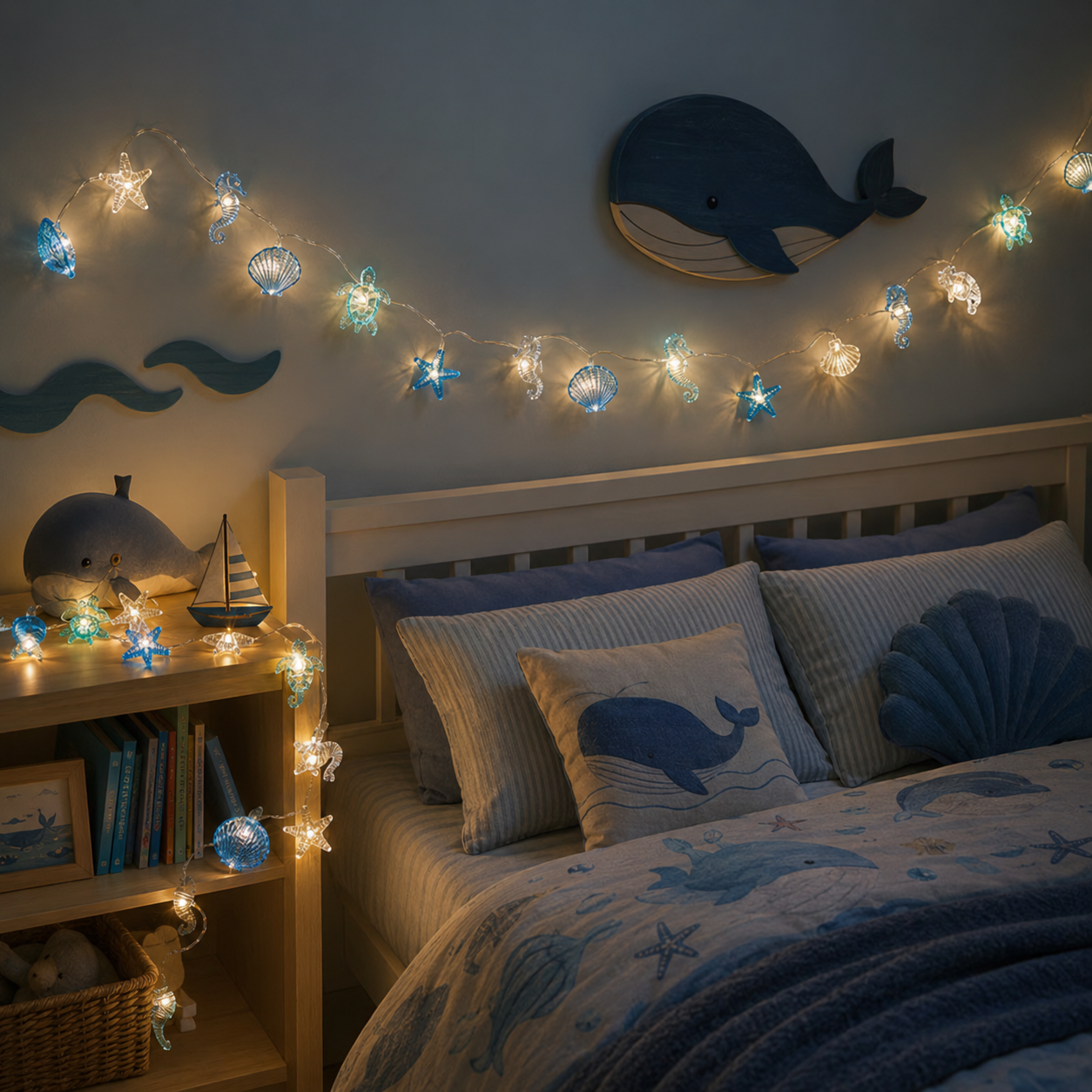 Ocean-Themed String Lights – Starfish, Seahorse, Seashell, and Turtle Shaped LED Decorative String Lights