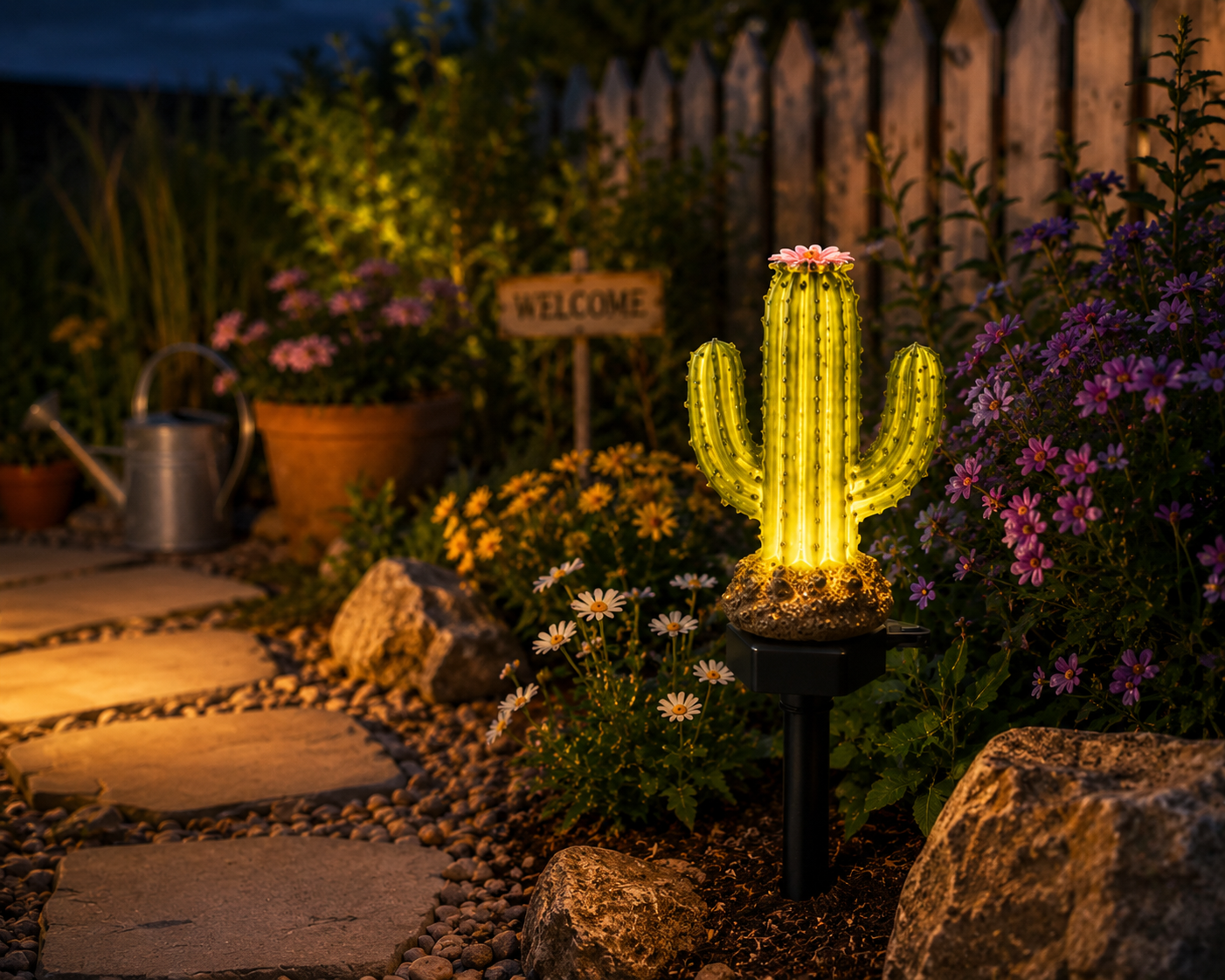 1pcs / Solar Cactus Garden Stake Lights