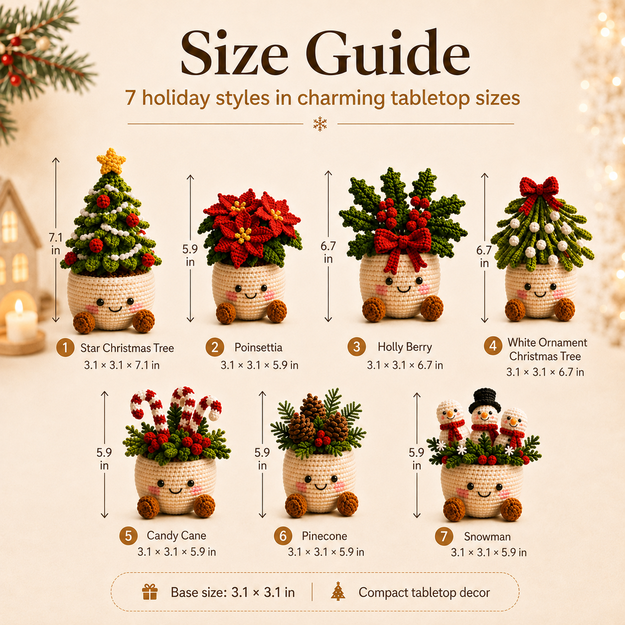 Handmade Crochet Christmas Potted Decor