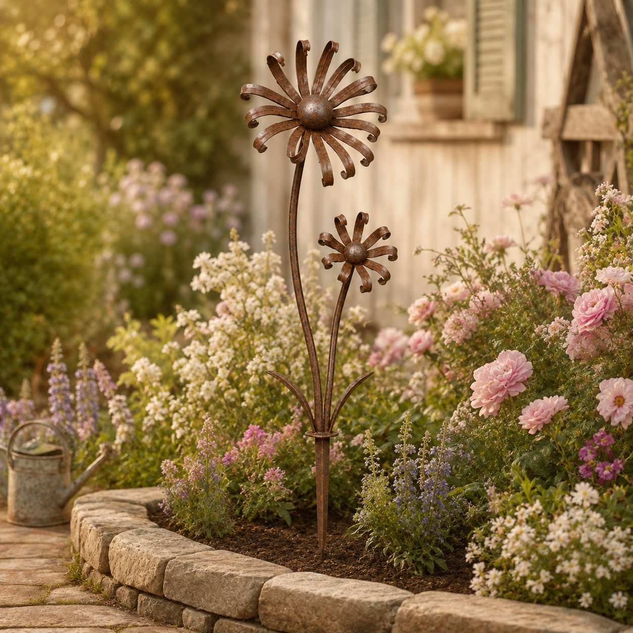 Vintage Metal Flower Garden Stake