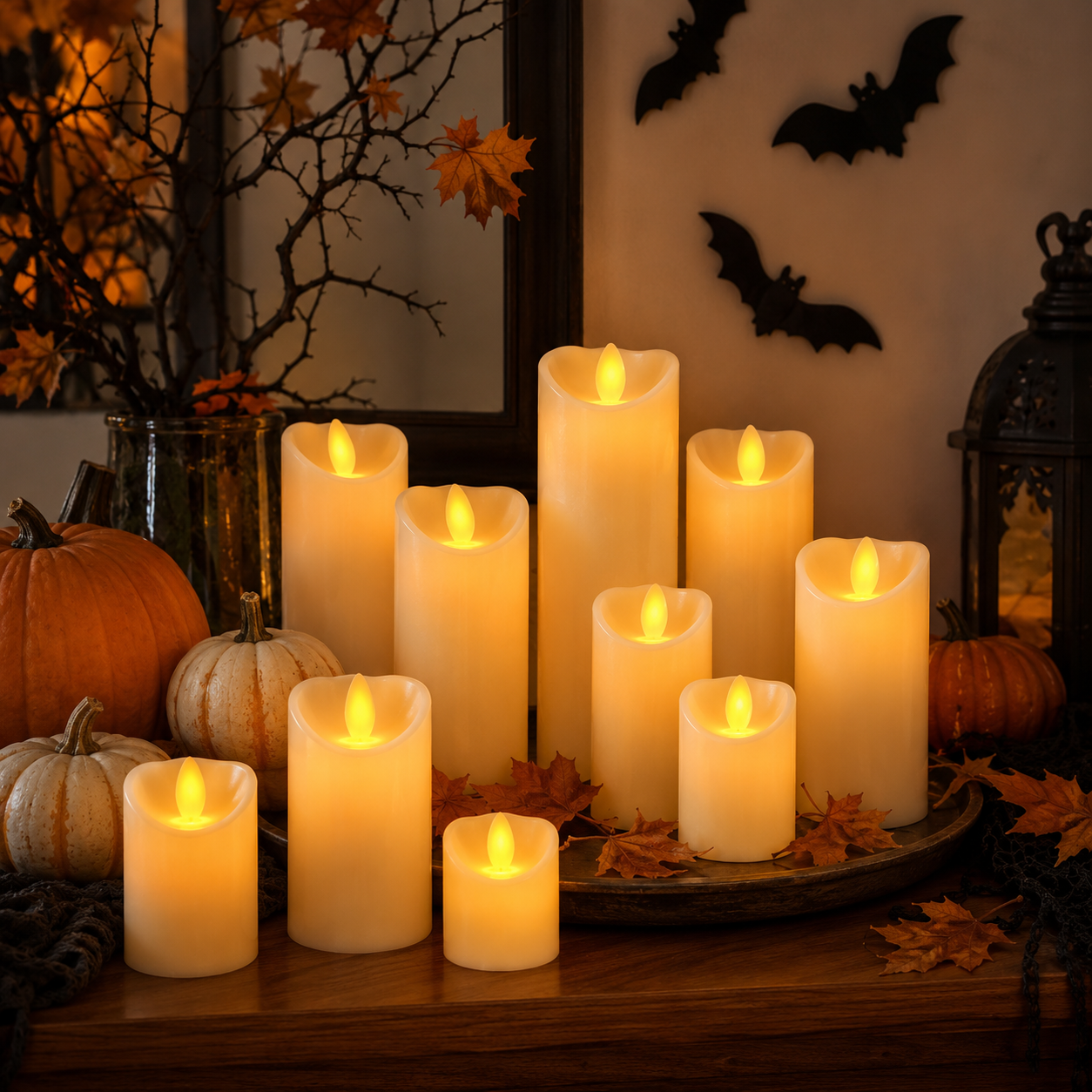 3 Pack Flameless LED Pillar Candles with Moving Flame
