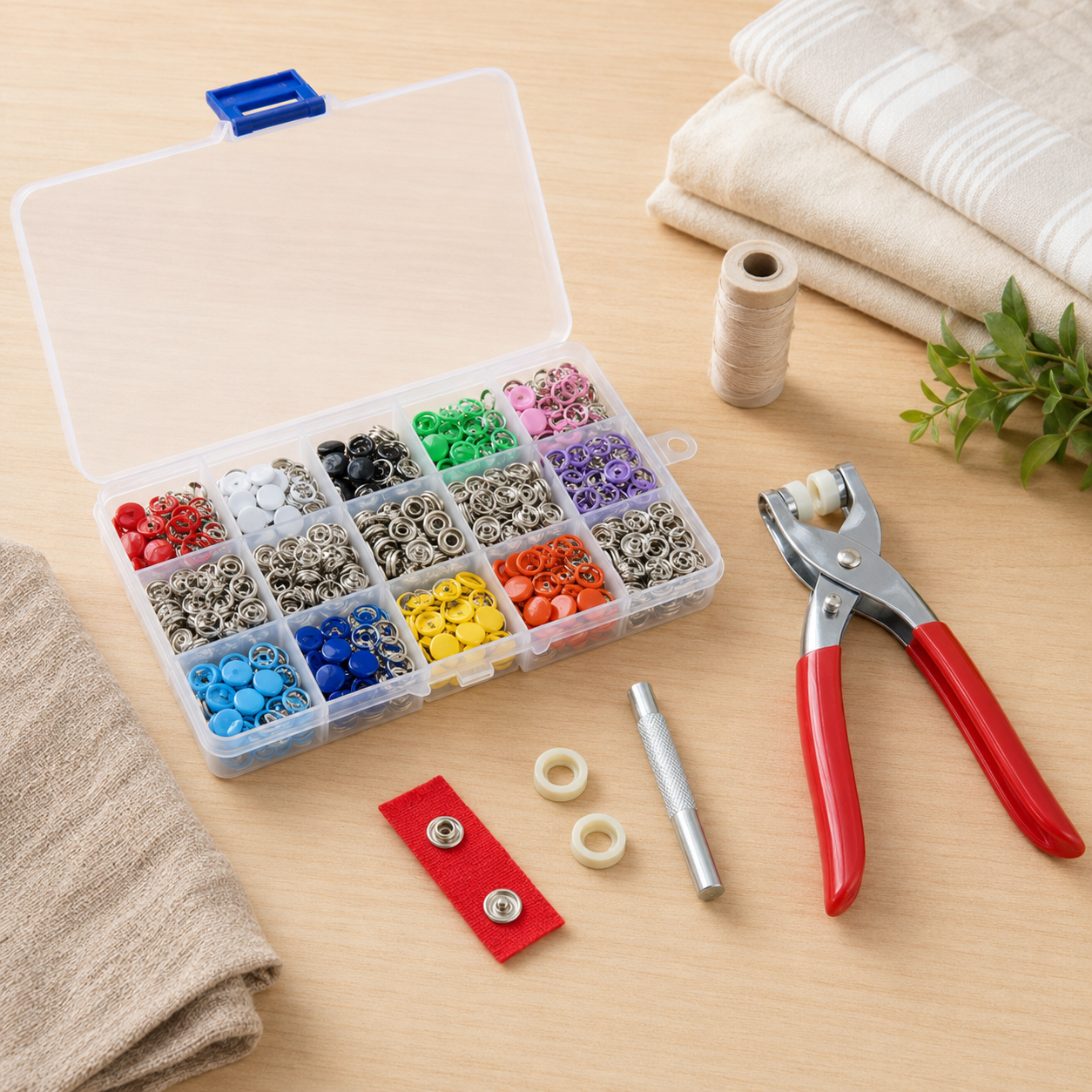 Colorful Snap Button Fastener Kit with Pliers