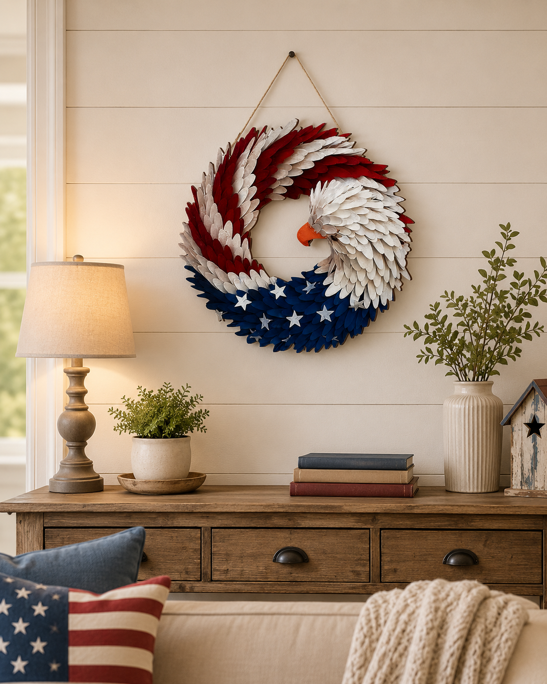 2026 Popular American Independence Day Flag Garland, National Day Holiday Decoration Scene Decoration, Front Door Pendant Props, National Flag Ribbon Styles, Yard Can Be Hung, Door Celebration Plaque, 
