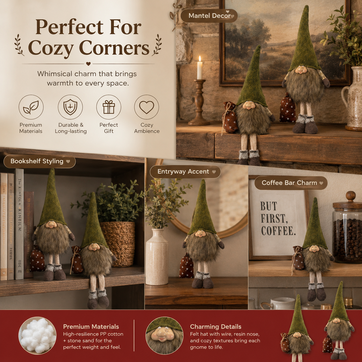 Woodland Whisperer™ Gnome Decor – Rustic Forest Elf Tabletop Decoration