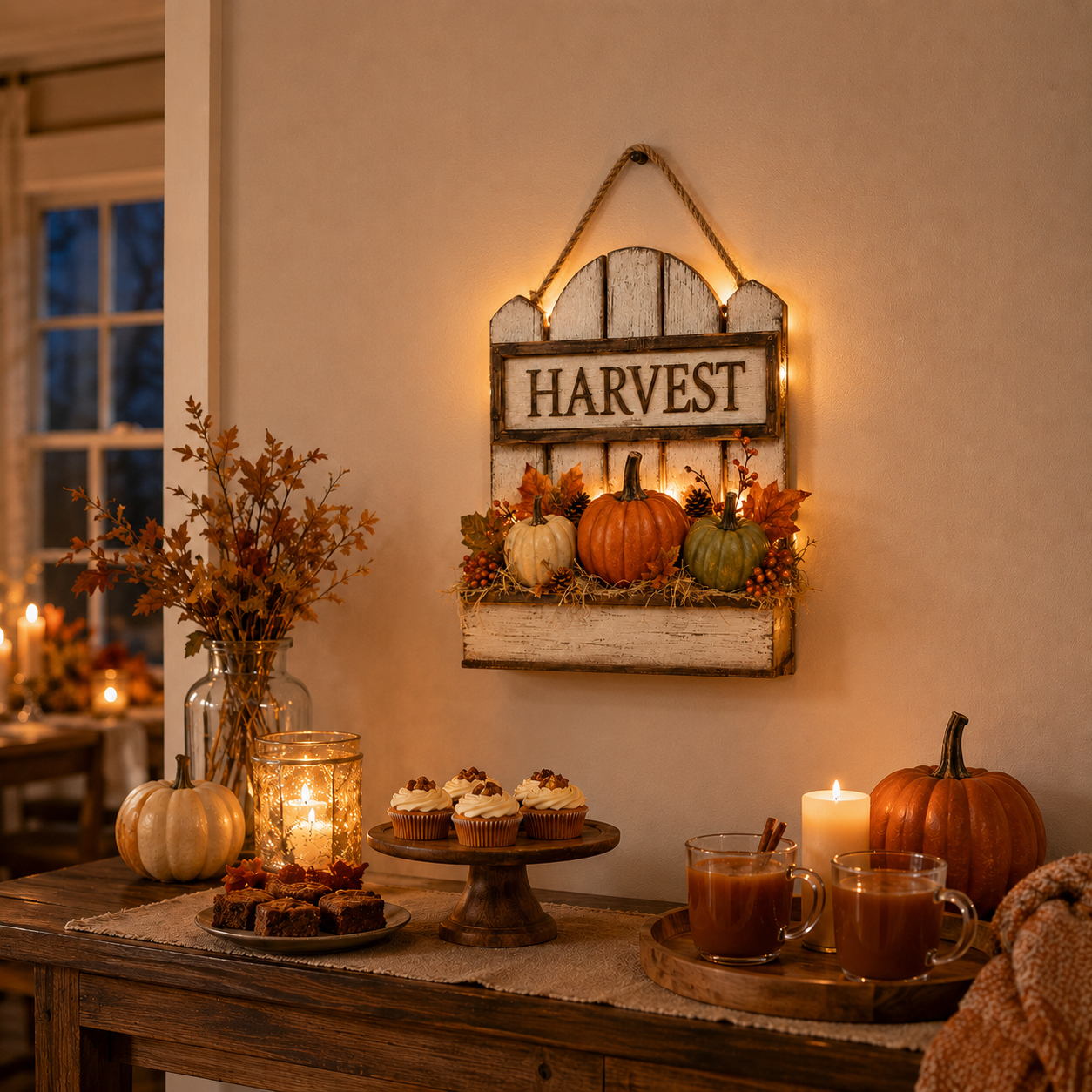 🍂 Rustic Light-Up Harvest Pumpkin Wall Décor