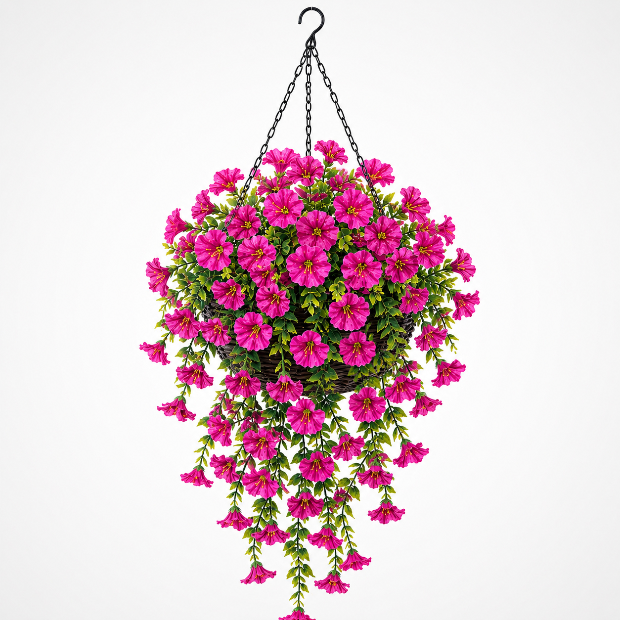 4 Bunch Artificial Hanging Flowers , Faux Petunia Hanging Plants for Outdoor Indoor Decor——Flower basket not included