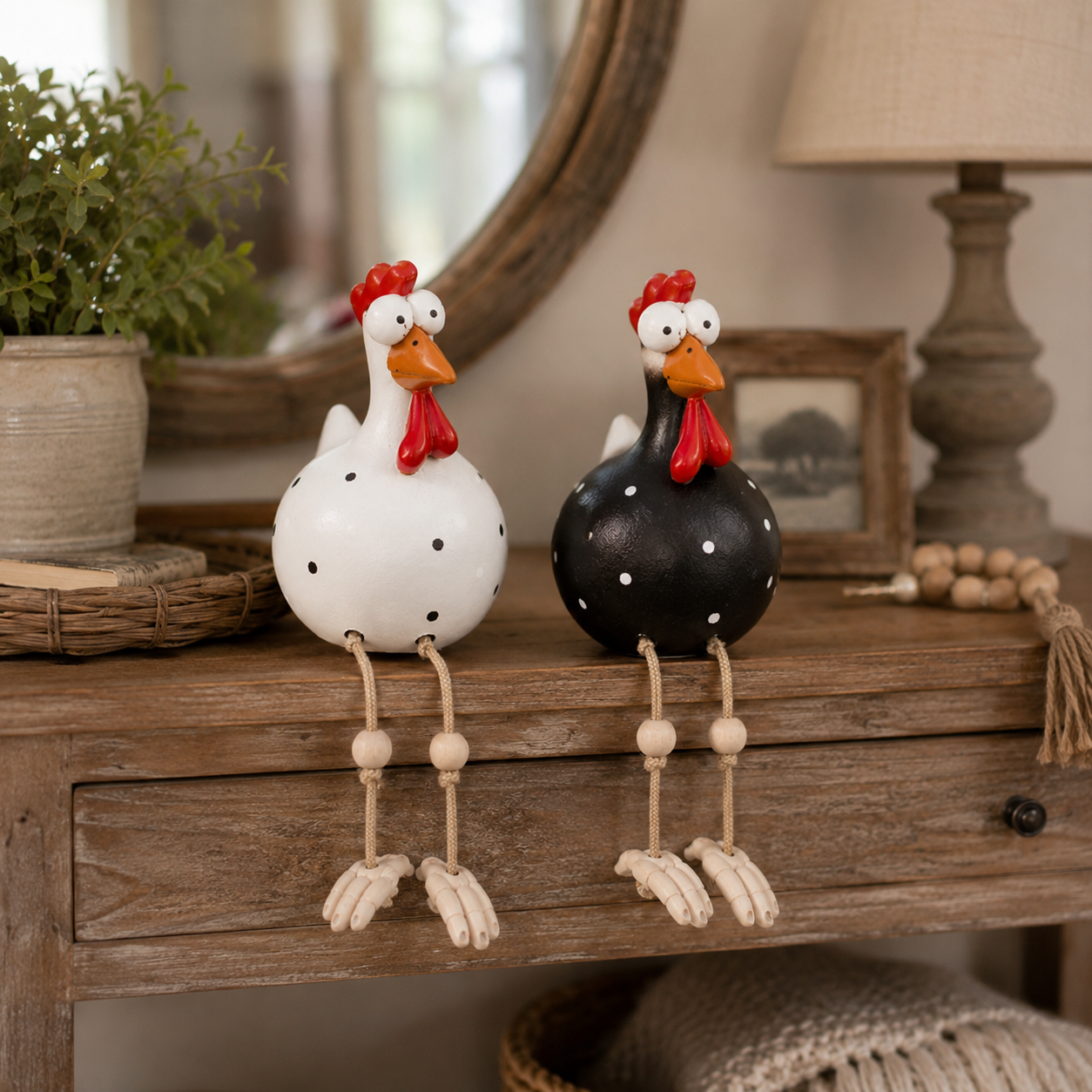 Funny Hanging Leg Rooster Yard Ornament
