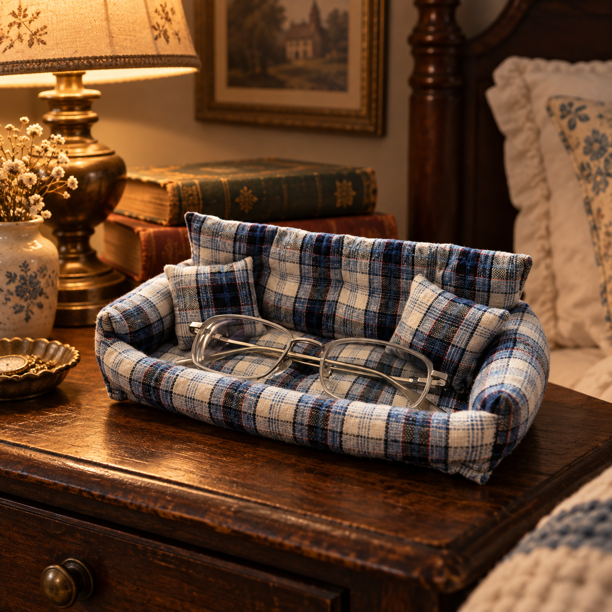 Handmade Mini Plaid Sofa Tray