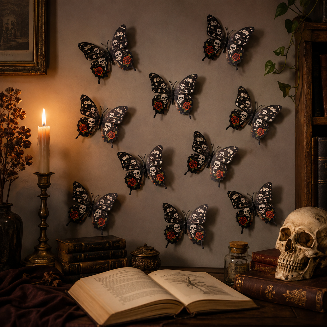 3D Spooky Butterfly Wall Decor – Set of 10