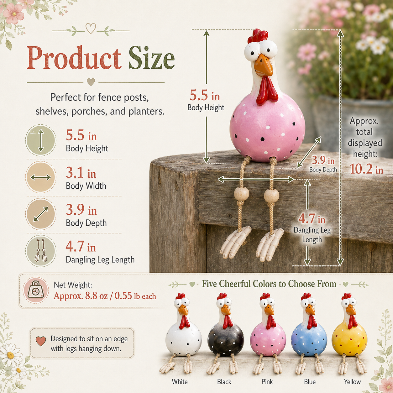 🐔 Funny Dangling-Leg Chicken Garden Sitter