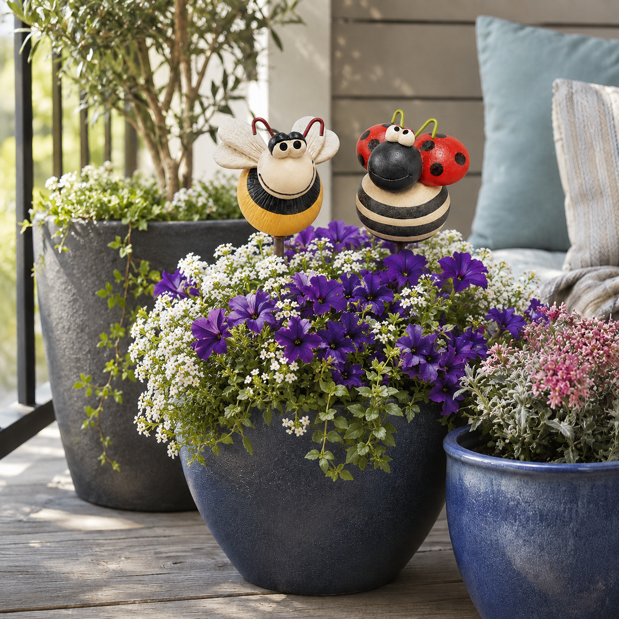 Happy Garden Friends Bee & Ladybug Stake Set
