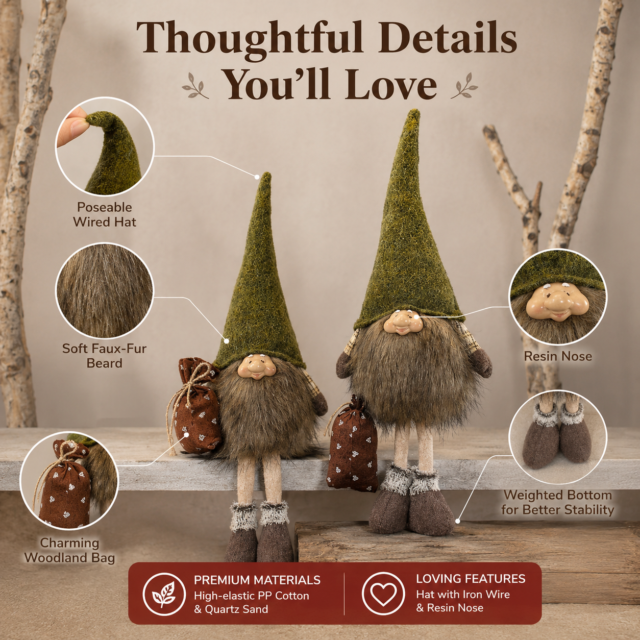 Woodland Whisperer™ Gnome Decor – Rustic Forest Elf Tabletop Decoration