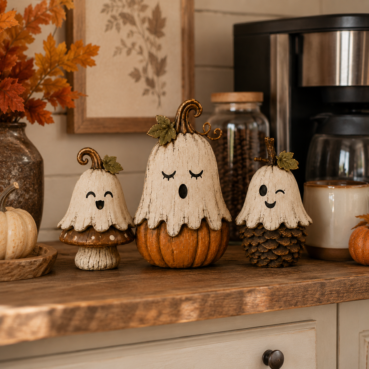 Vintage Ghost Pumpkin Collection - set of 3