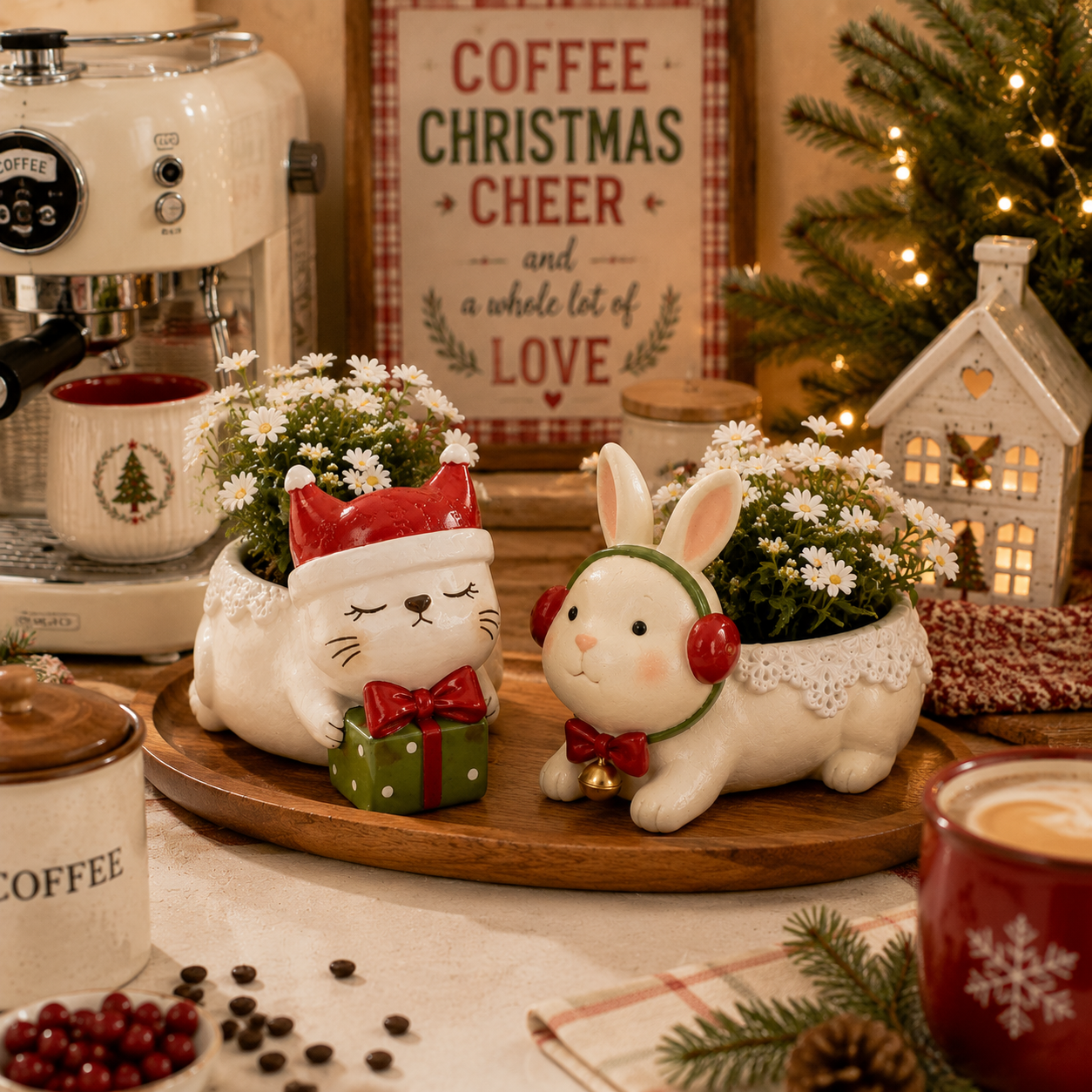 Whimsical Christmas Animal Succulent Planters