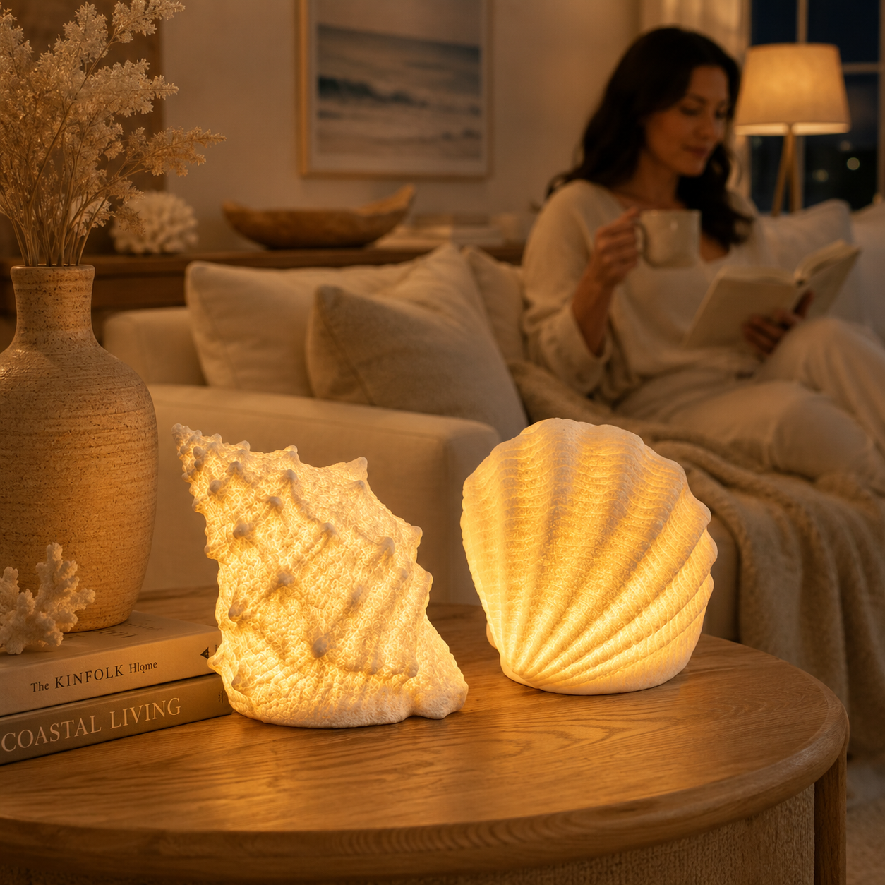 Coastal Glow Seashell Lamp Set