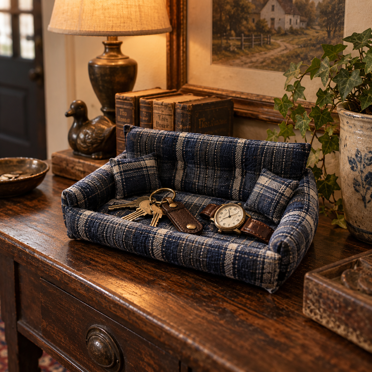 Handmade Mini Plaid Sofa Tray