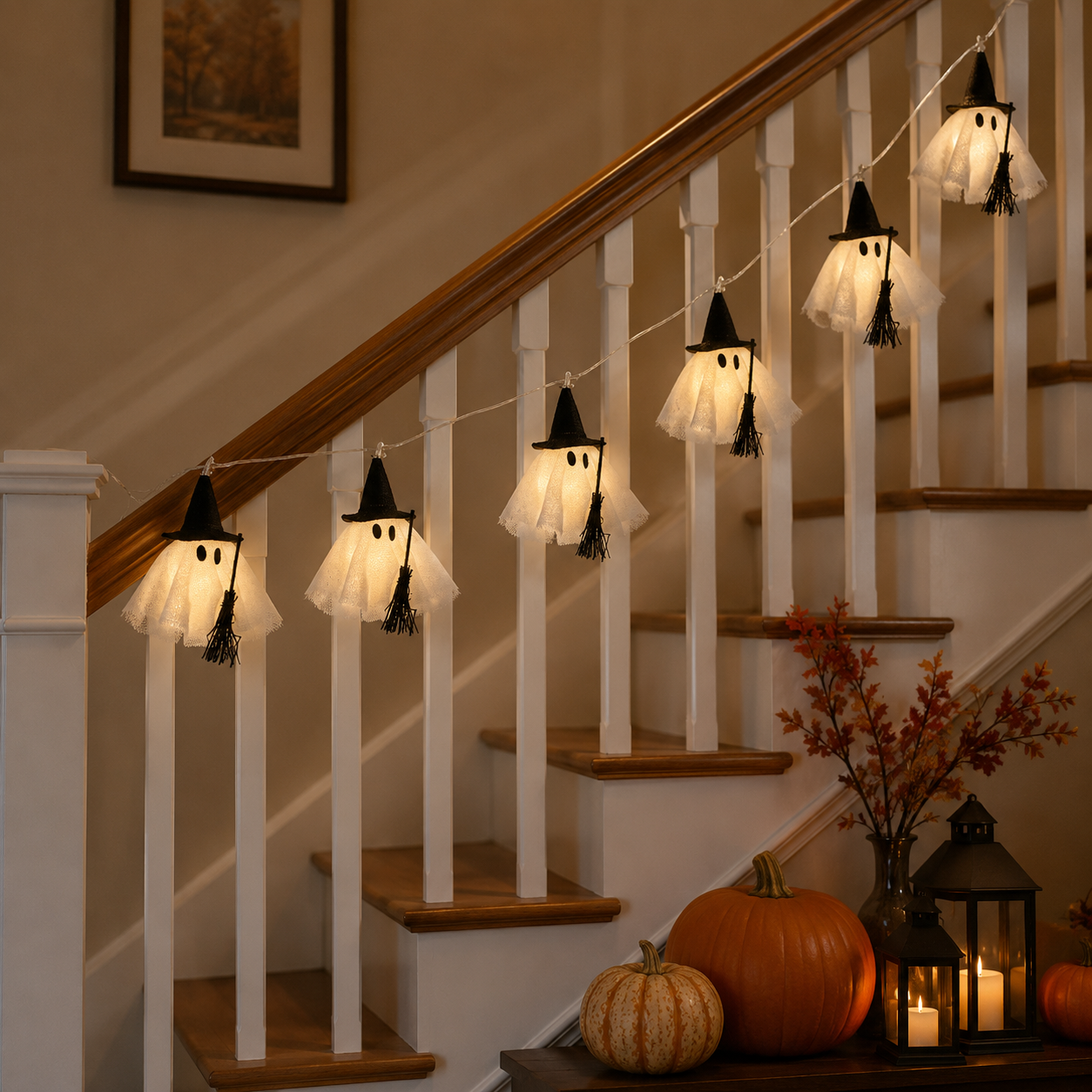 6-Ft Light-Up Witch Ghost Garland with Remote 👻✨