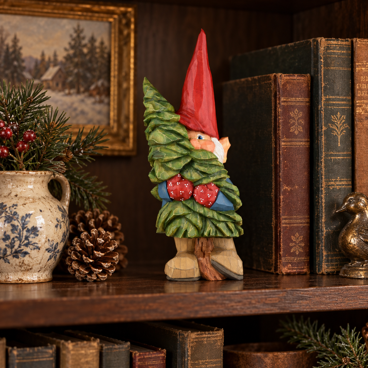 Rustic Woodland Christmas Gnome Figurine