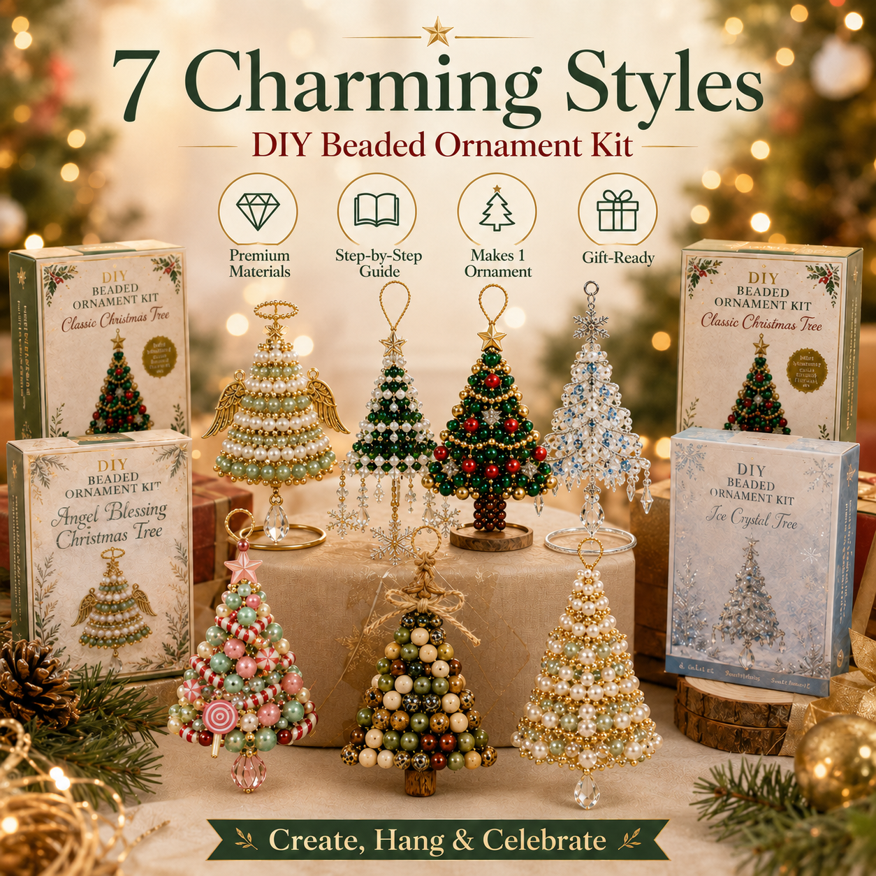 DIY Beaded Christmas Tree Ornament Kit
