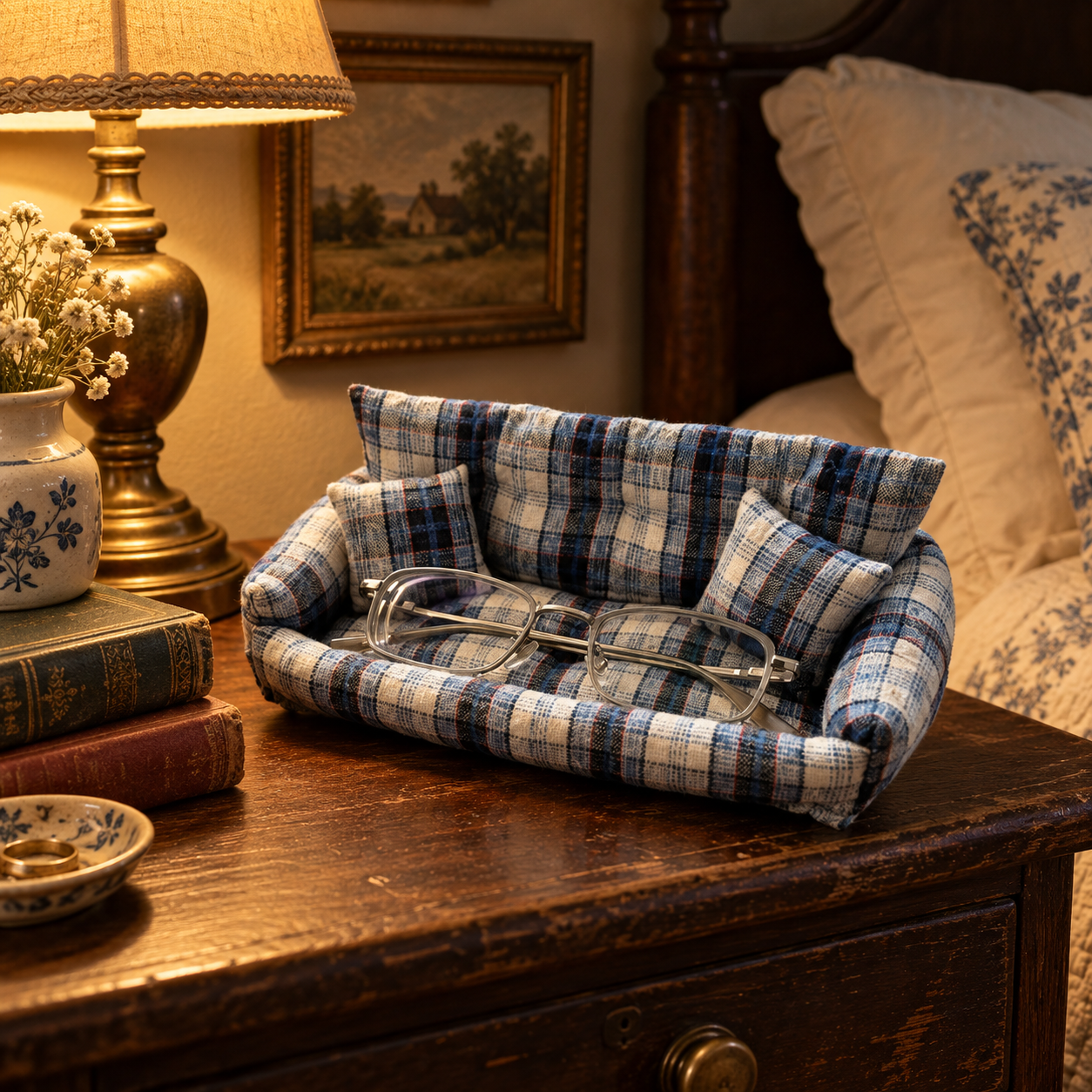 Handmade Mini Plaid Sofa Tray