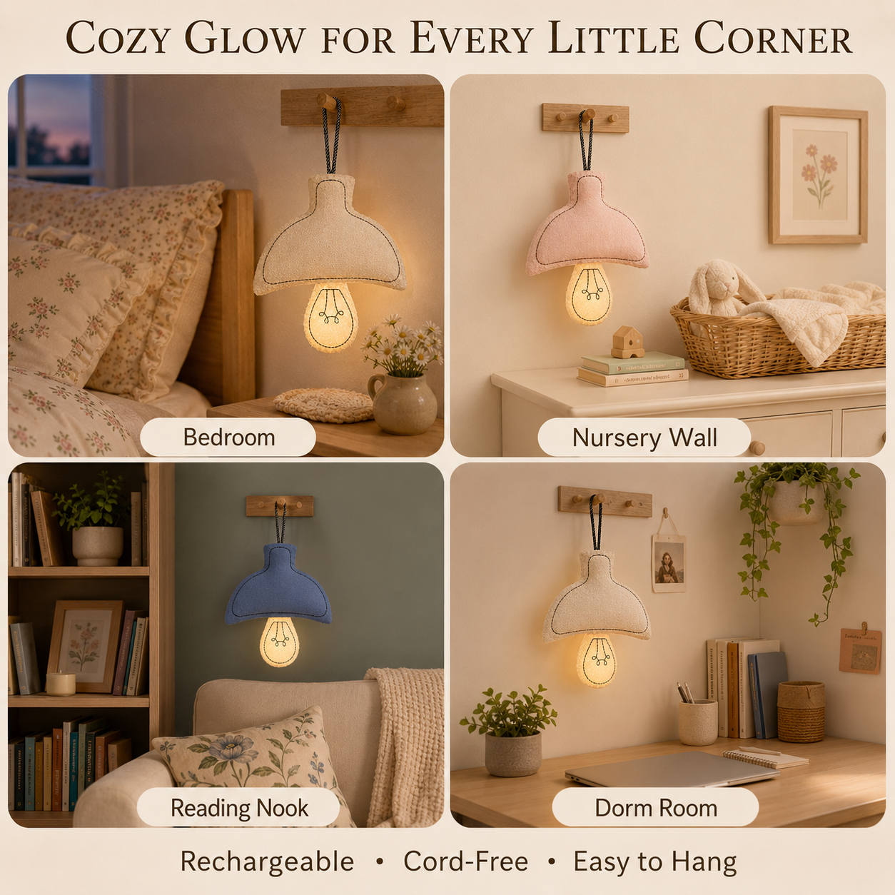 Cozy Glow Rechargeable Fabric Wall Night Light 💡